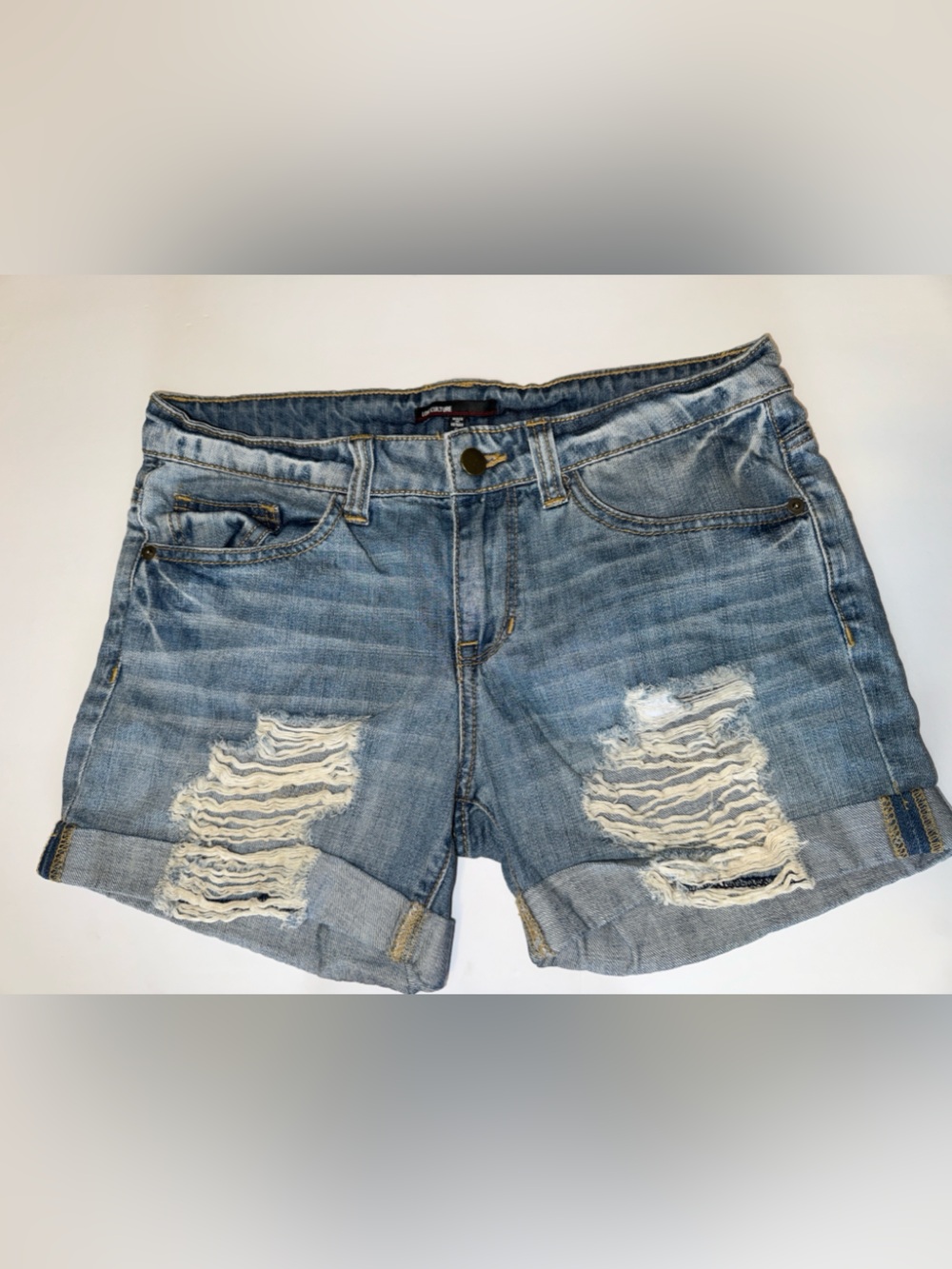 Love Culture Distressed Light Blue Denim Shorts